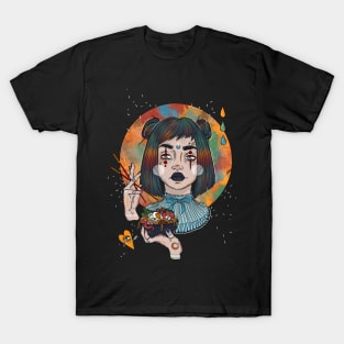 Girl artist eats ramen T-Shirt